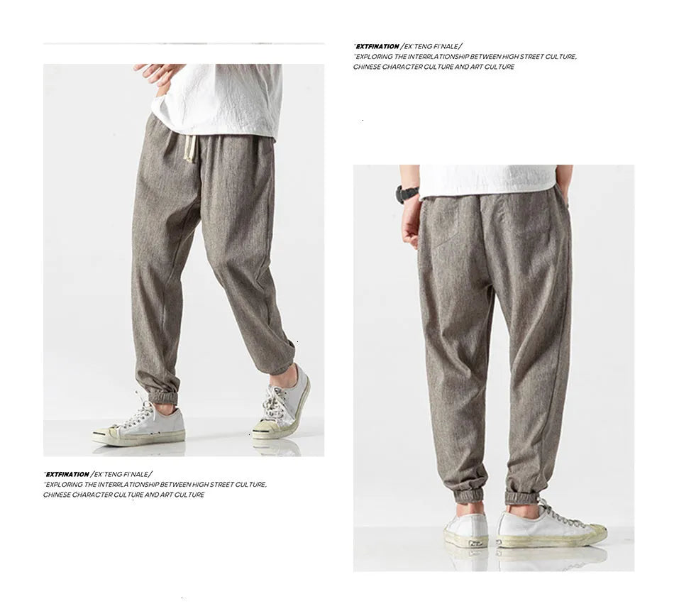 Drawstring Cropped Elastic Waist Casual Pants ,  - Streetwear Pants - Slick Street