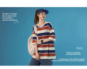 SQ2 Multi Striped Color Loose T-Shirt , - Streetwear T-Shirts - Slick Street