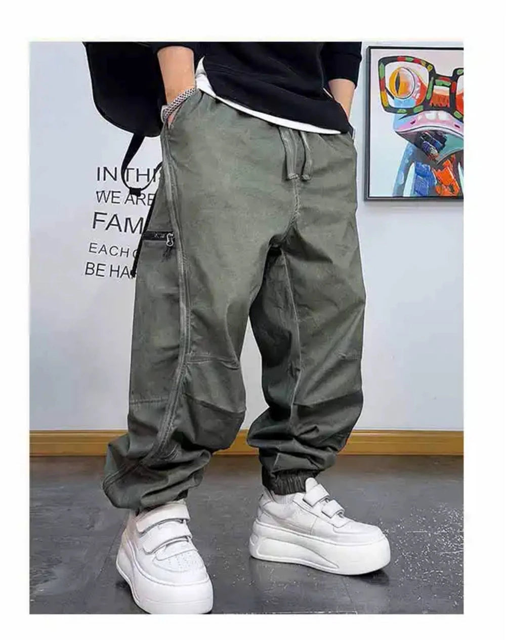 Plain Color Elastic Ankle Length Pants , - Streetwear Pants - Slick Street