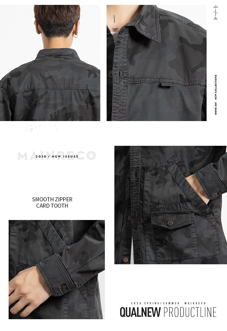 Classic Safari Camo Style Patch Pocket Jacket ,  - Streetwear Jacket - Slick Street