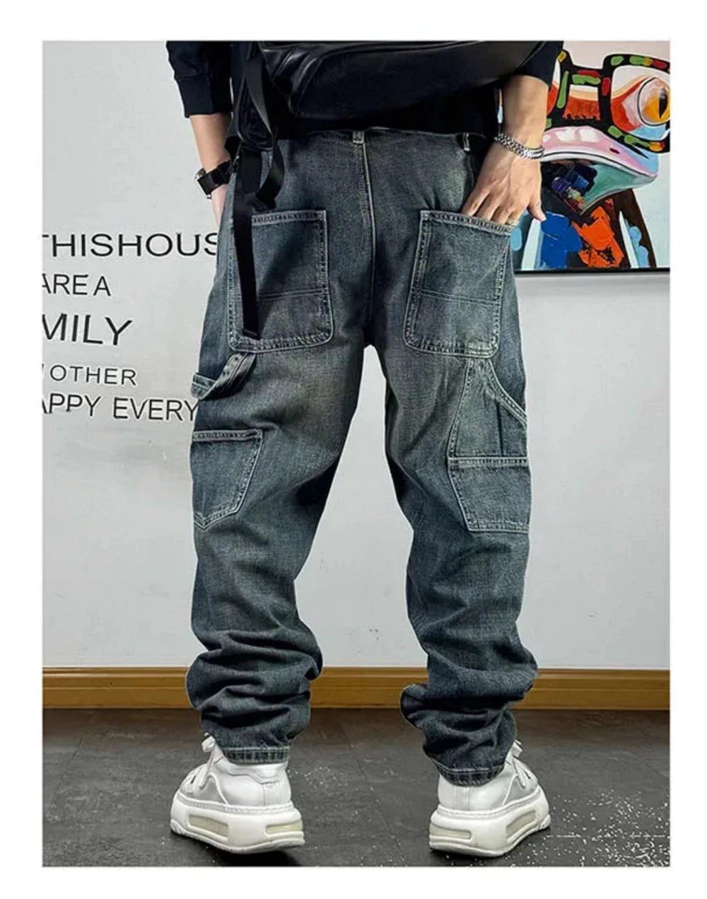 Ripped Denim Carpenter Jeans , - Streetwear Jeans - Slick Street