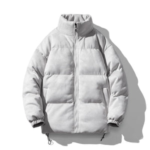 Dusky Color Padded Zipper Jacket Light Grey, S - Streetwear Jacket - Slick Street