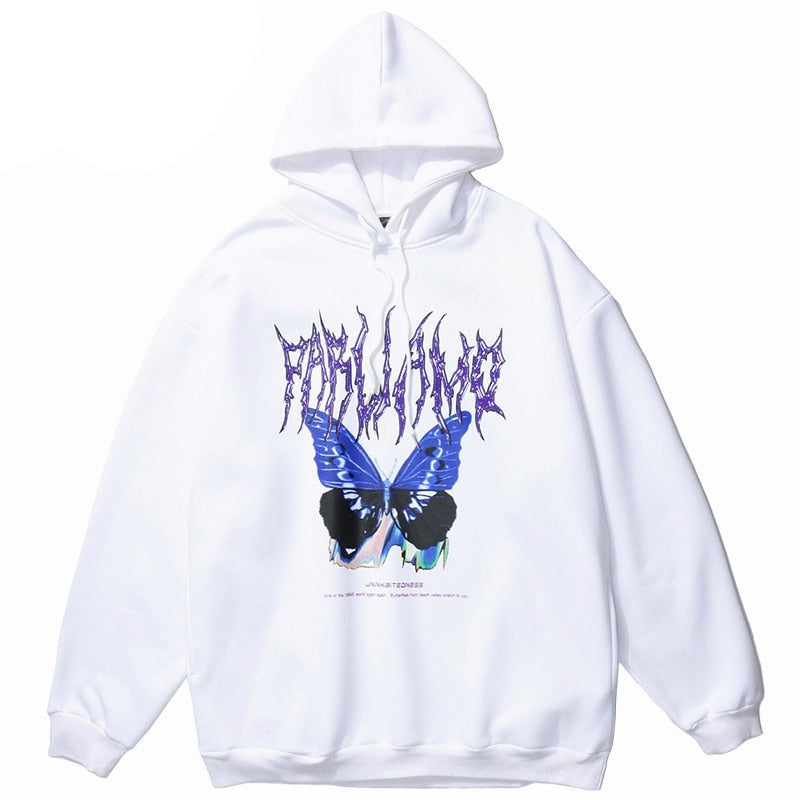 Blue Morpho Butterfly Pullover Hoodie ,  - Streetwear Hoodie - Slick Street