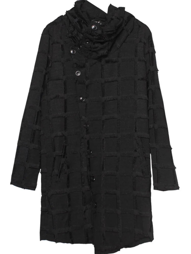 Mist Black Turtleneck Gothic Coat , - Streetwear Coat - Slick Street