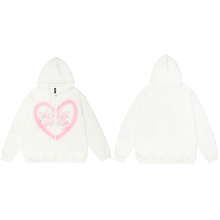 Heart Shape The BUNNY LOVE Anime Zipper Hoodie – Slick Street