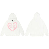 Bunny Lover Graffiti Heart Shape Hoodie White, XS - Streetwear Hoodie - Slick Street