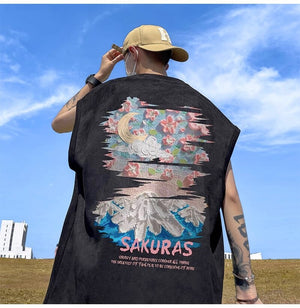 SAKURAS Colorful Scenery Painting T-Shirt , - Streetwear T-Shirts - Slick Street