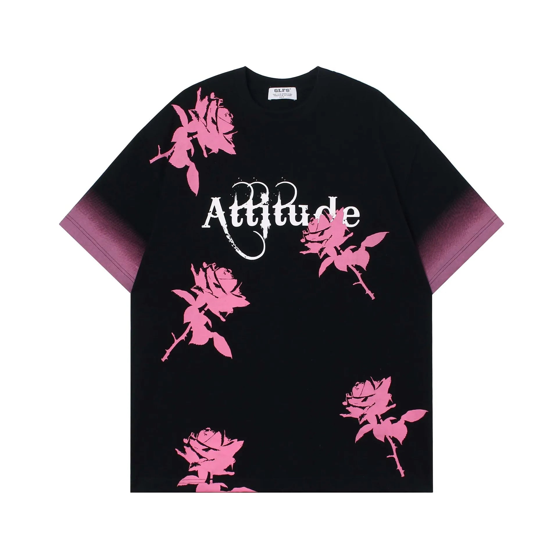 Pink Rose Attitude Graphic T-Shirt , - Streetwear T-Shirts - Slick Street