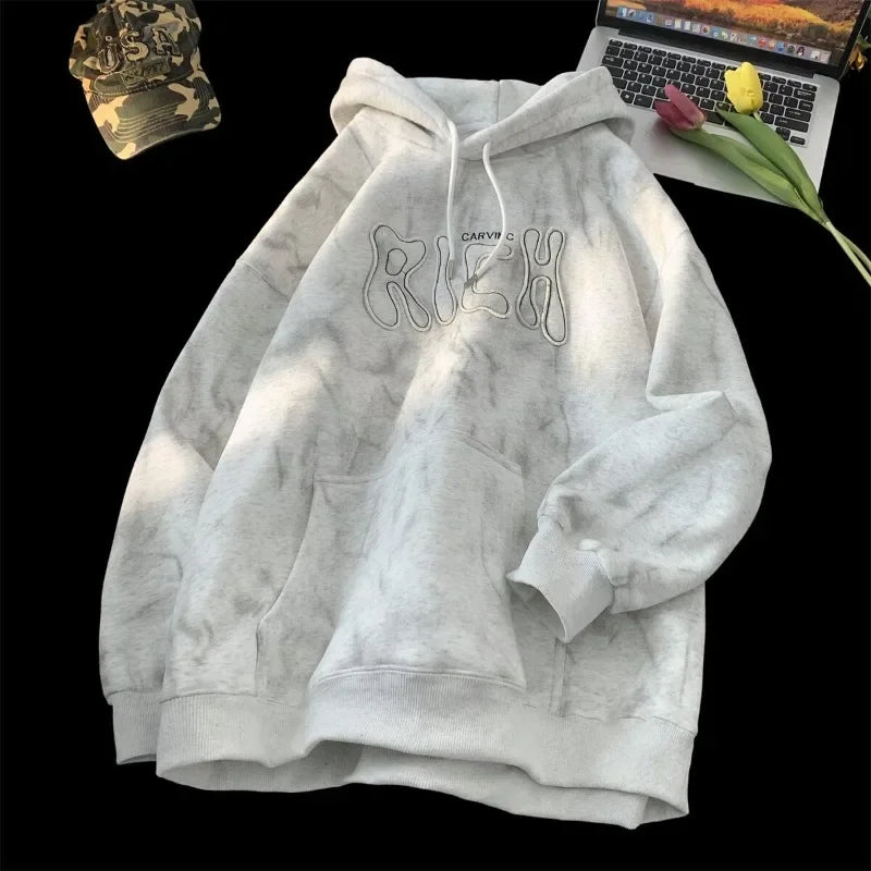 Carving Rich Smoky Color Hoodie White, XS - Streetwear Hoodie - Slick Street