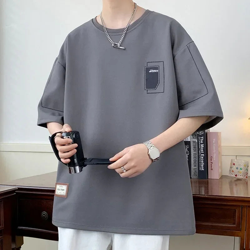 Plain Color Short Sleeved T-Shirt Gray, XS - Streetwear T-Shirt - Slick Street