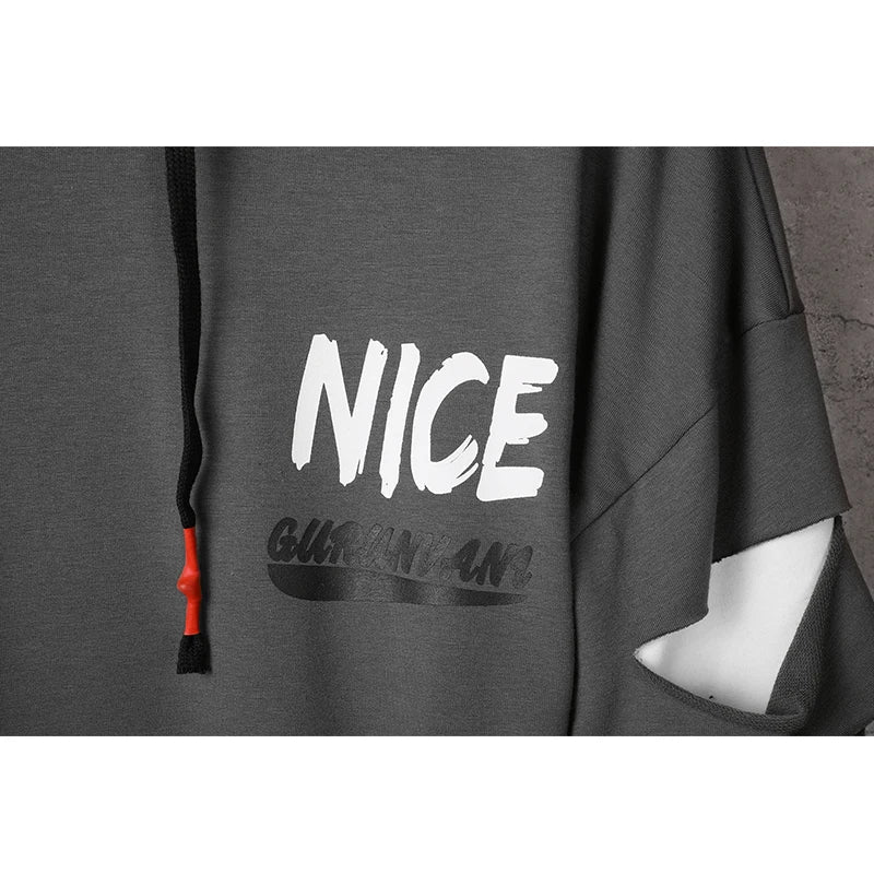 Two Tone Double Layer Style Ripped Hoodie ,  - Streetwear Hoodie - Slick Street