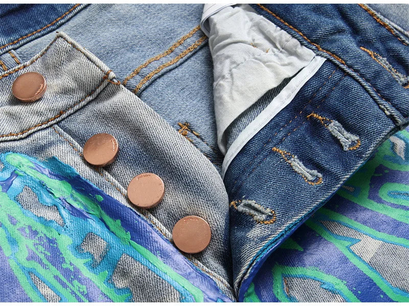 SAVAGE Letters Lightning Ripped Pants , - Streetwear Pants - Slick Street