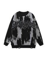 Monochrome Distressed Sweater Black, M - Streetwear Sweater - Slick Street