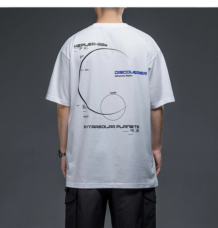 KEPLER-22 Extra Solar Planet Loose T-Shirt White, S - Streetwear T-Shirt - Slick Street