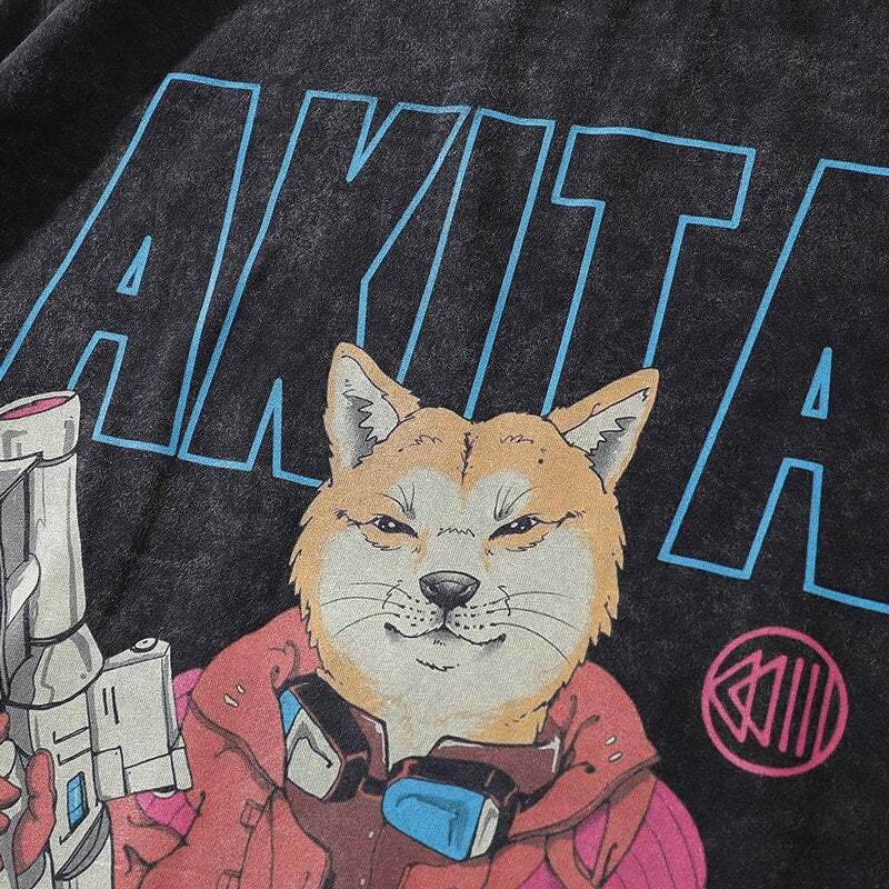 AKITA Cartoon Anime Gun Shooter T-Shirt ,  - Streetwear T-Shirt - Slick Street