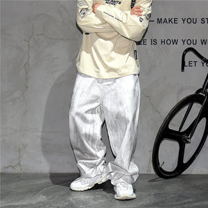 Distressed Dirty White Baggy Pants , - Streetwear Pants - Slick Street