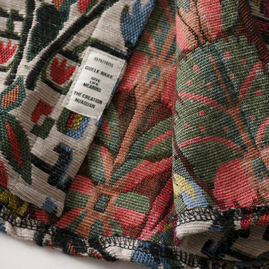 Aztec Floral Art Button-Up Shirt , - Streetwear Shirt - Slick Street