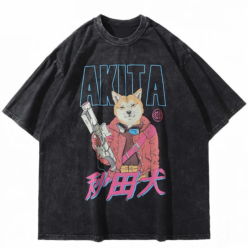 Akita Warrior Anime T-Shirt ,  - Streetwear T-Shirt - Slick Street