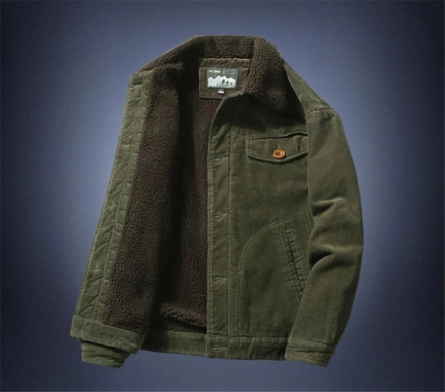 Corduroy Button Up Fleece Jacket , - Streetwear Jacket - Slick Street