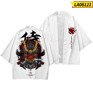 Demon Samurai Warrior With Knife T-Shirt White, XXS - Streetwear T-Shirts - Slick Street