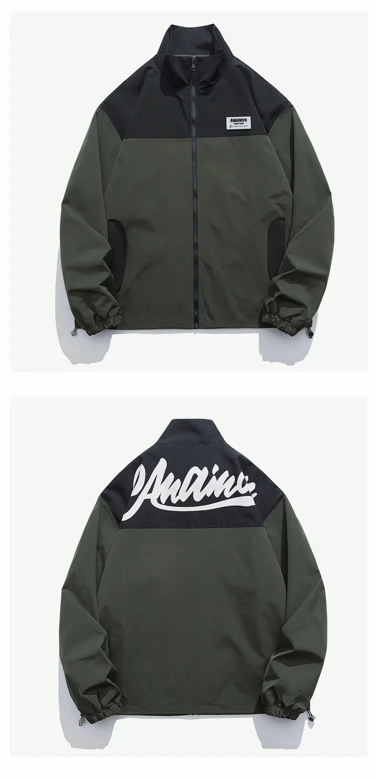 AMAIMON Stand-Up Collar Windbreaker Jacket ,  - Streetwear Jacket - Slick Street