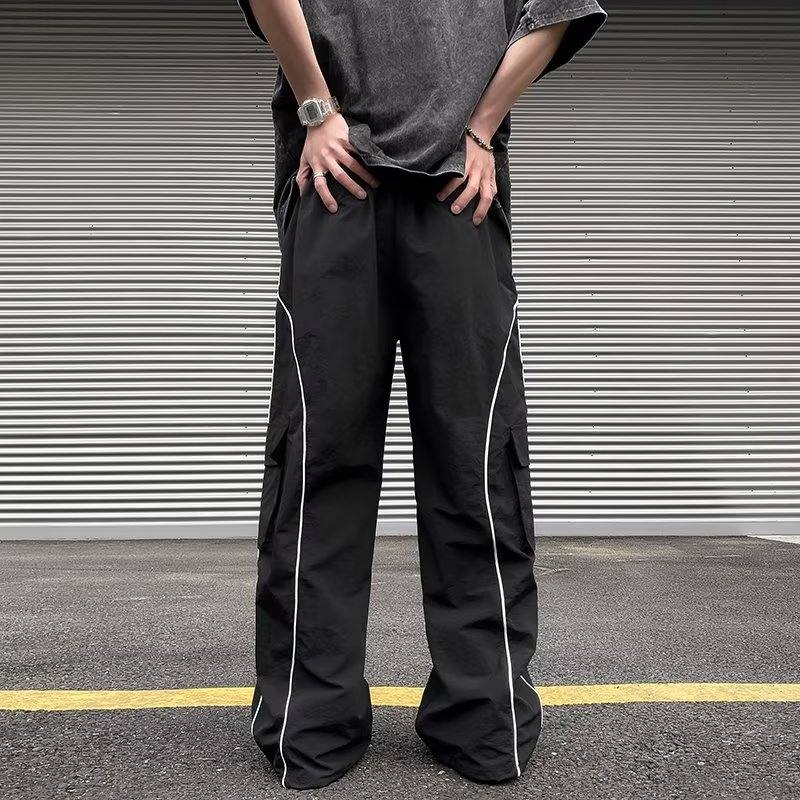 StripeLine- Baggy Black Cargo Pants ,  - Streetwear Cargo Pants - Slick Street