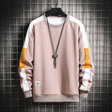 Color Block Reglan Long Sleeve Sweatshirt Biege, XS - Streetwear Sweatshirts - Slick Street