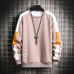 Color Block Reglan Long Sleeve Sweatshirt Biege, XS - Streetwear Sweatshirts - Slick Street