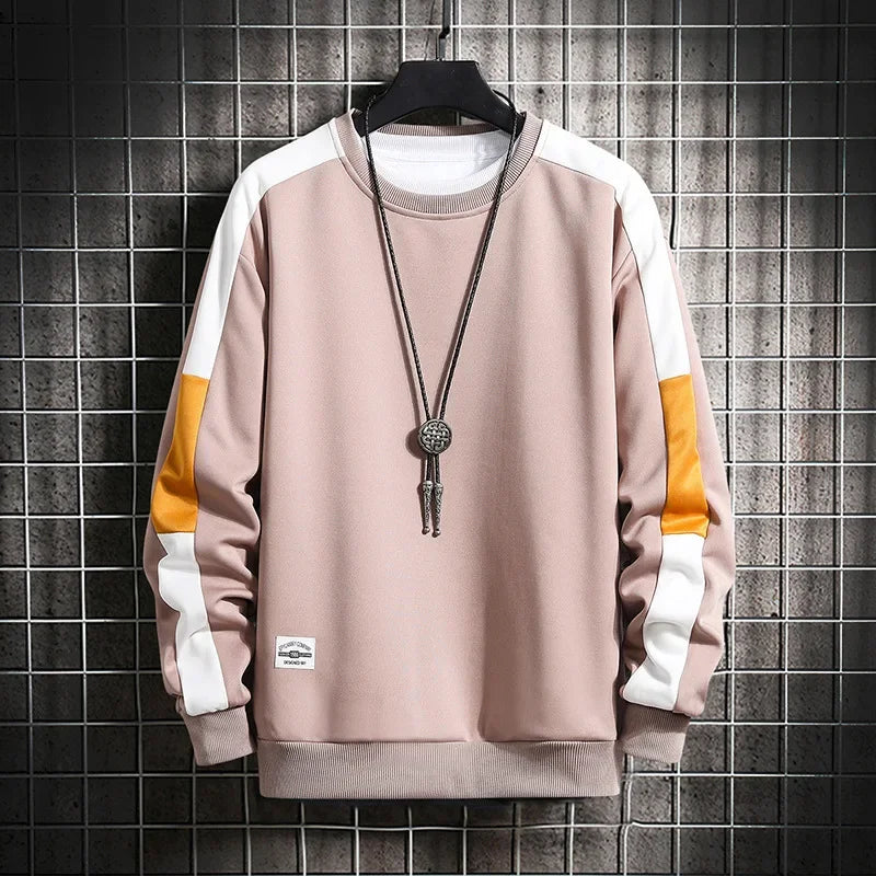 Color Block Reglan Long Sleeve Sweatshirt Biege, XS - Streetwear Sweatshirts - Slick Street