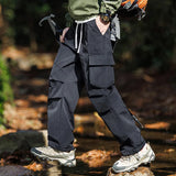 Plain Color Hiking Style Knee Pocket Pants XS, Black - Streetwear Pants - Slick Street