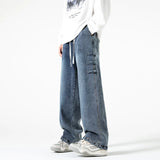 Side Coil Button Design Jeans Blue, XS - Streetwear Jeans - Slick Street