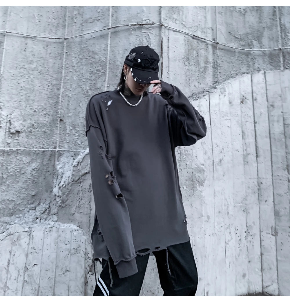 Distressed Gothic Sweatshirt , - Streetwear Sweatshirts - Slick Street