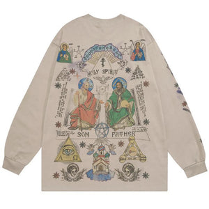 Seventh Heaven Cross Pullover Sweatshirt , - Streetwear Sweatshirts - Slick Street