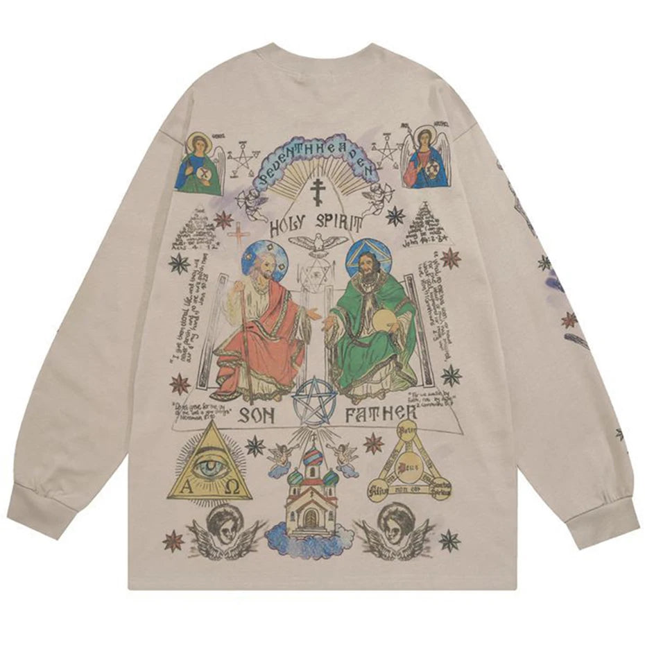 Seventh Heaven Cross Pullover Sweatshirt , - Streetwear Sweatshirts - Slick Street