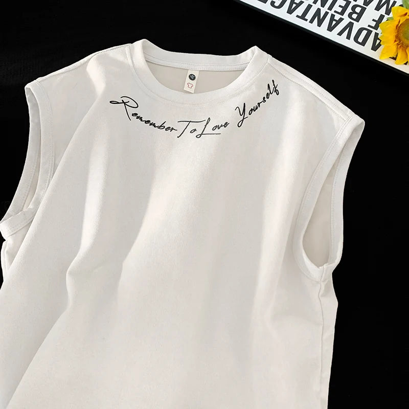 Remember To Love Yourself Sleeveless T-Shirt White, XS - Streetwear T-Shirt - Slick Street