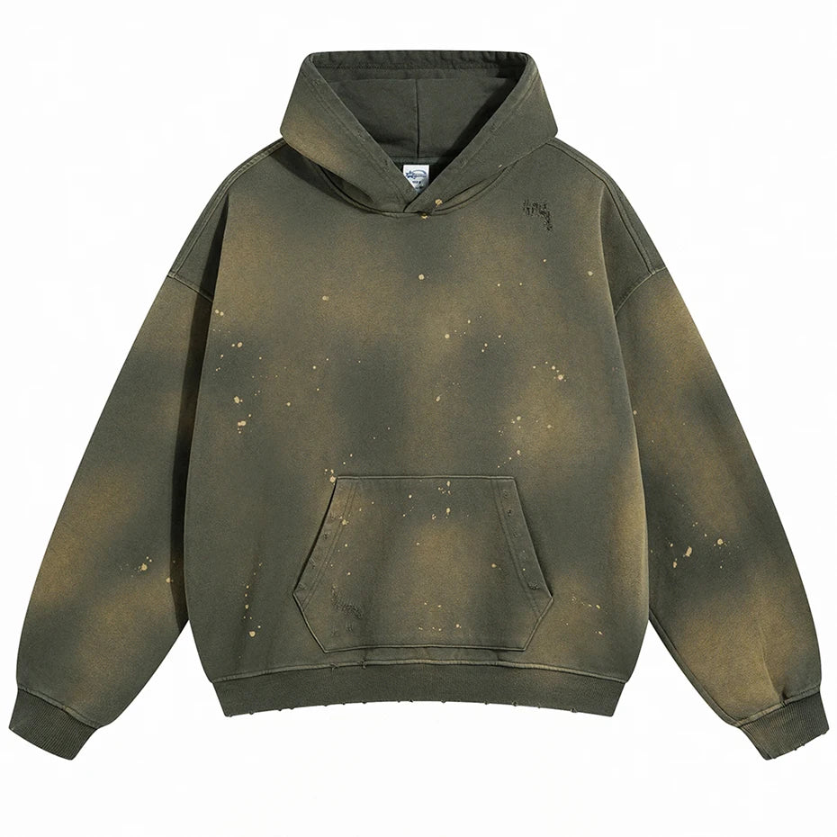 Iso Splash Abstract Pullover Hoodie Green, S - Streetwear Hoodie - Slick Street