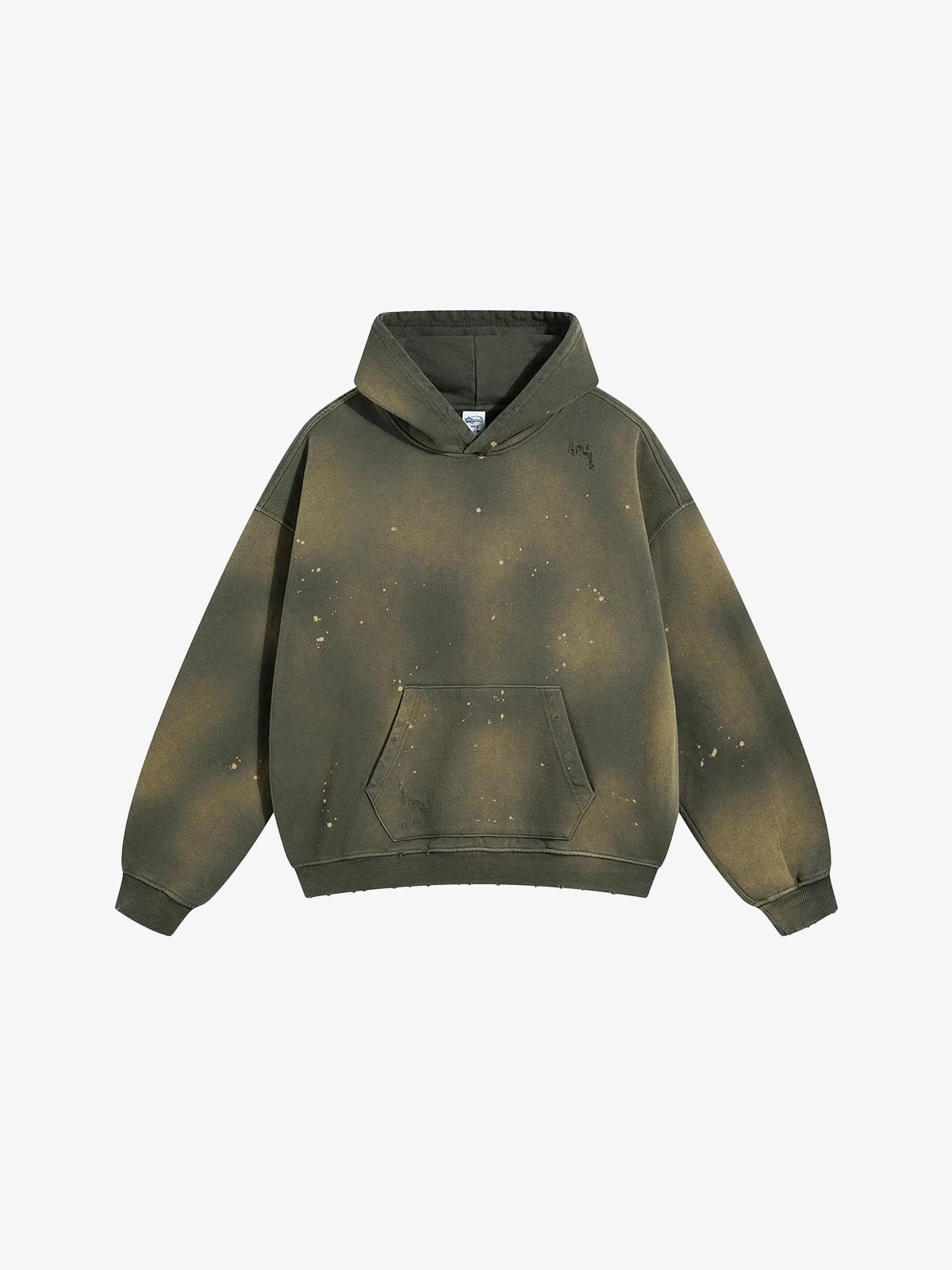 Iso Splash Abstract Oversized Pullover Hoodie Green, XS - Streetwear Hoodie - Slick Street