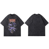 Y2K Black Color Devil Theme T-Shirt Black, M - Streetwear T-Shirts - Slick Street