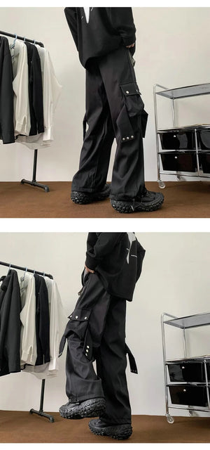 Multi Pockets Button-Up Streetwear Pants , - Streetwear Pants - Slick Street