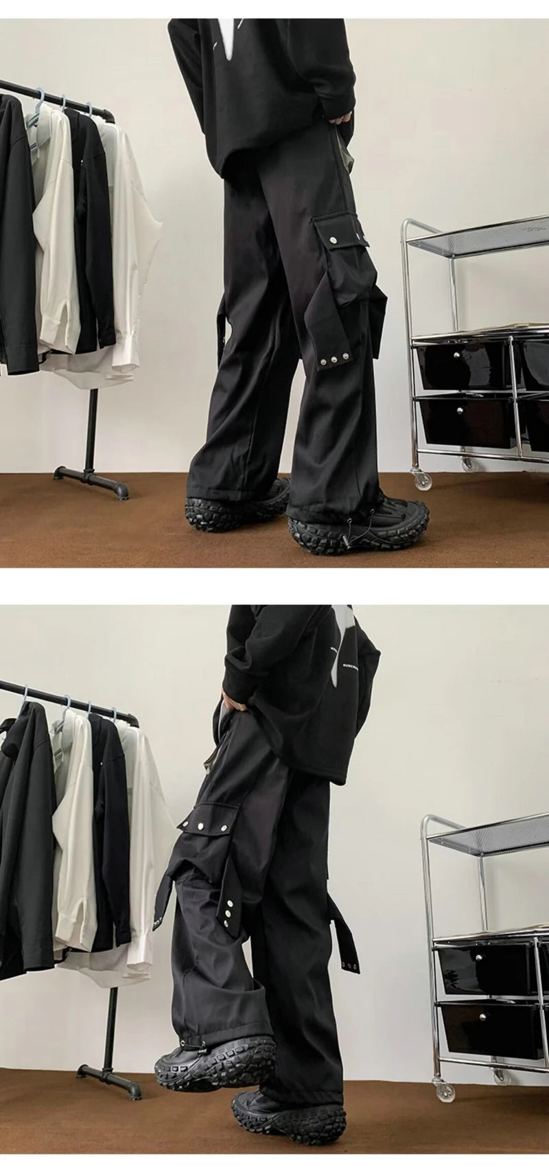 Multi Pockets Button-Up Streetwear Pants , - Streetwear Pants - Slick Street