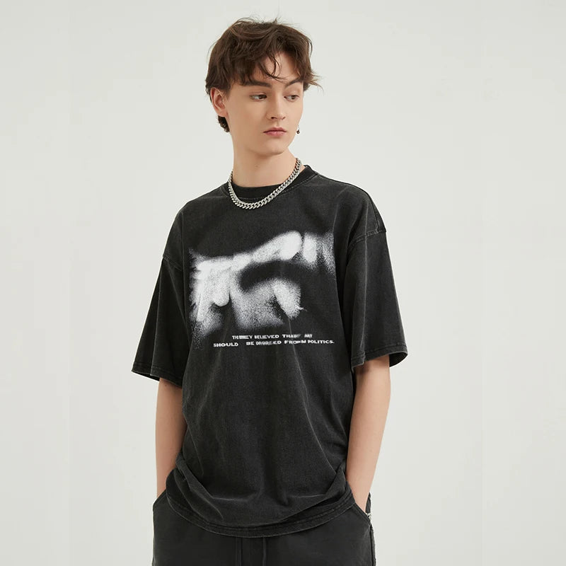 Dark Sable Fuzzy Letters Graphic T-Shirt ,  - Streetwear T-Shirt - Slick Street