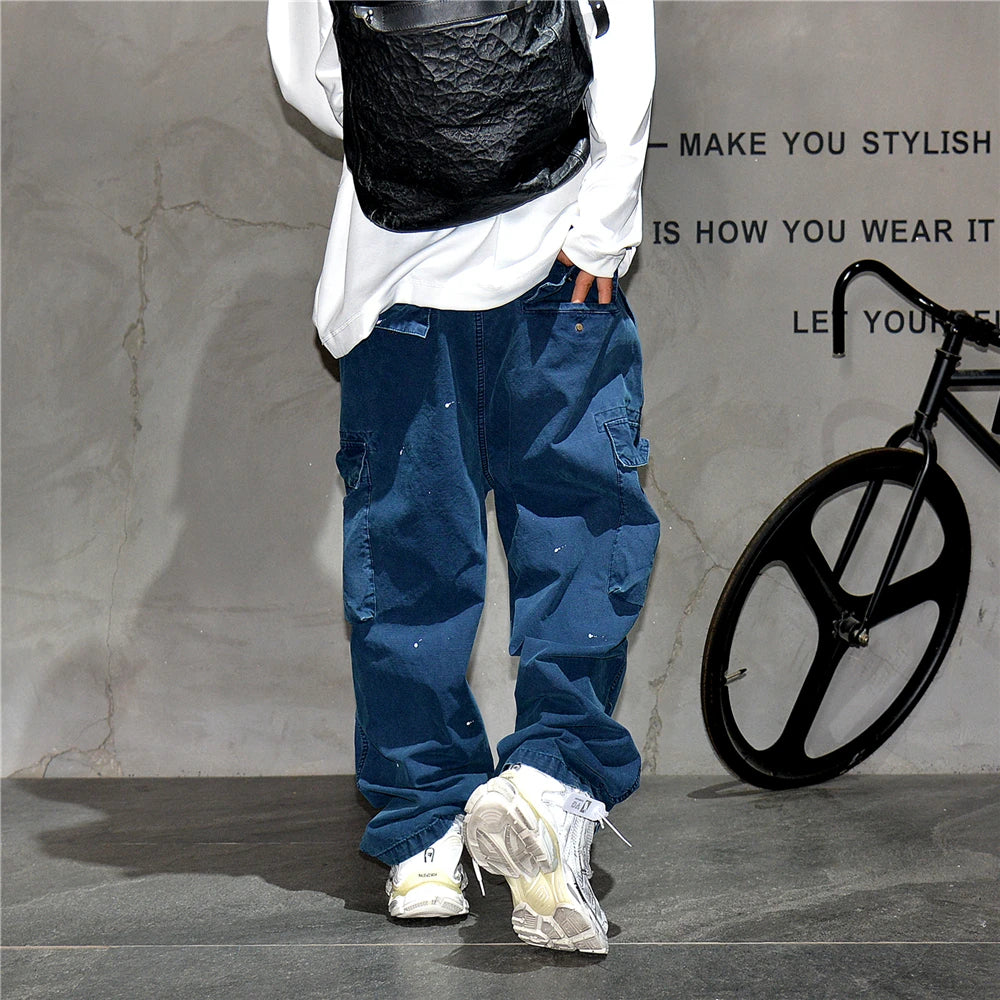 Paint Splash Multi Pockets Pants , - Streetwear Pants - Slick Street