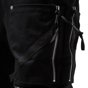 Black Multi Zipper Combat Cargo Pants , - Streetwear Cargo Pants - Slick Street