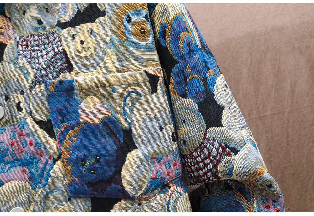 Teddy Bear Jacquard Jacket , - Streetwear Jackets - Slick Street
