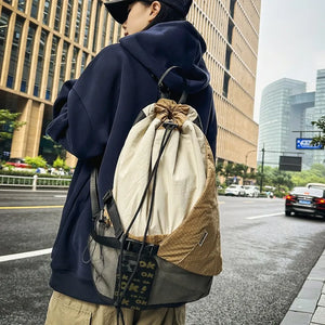 Two Tone Drawstring Backpack , - Streetwear Bag - Slick Street