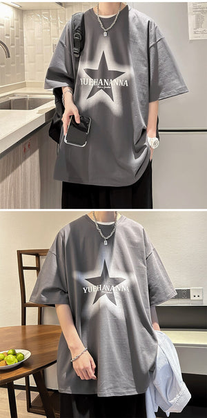 YUEHANANNA Double Shaded Star Graphic T-Shirt , - Streetwear T-Shirts - Slick Street