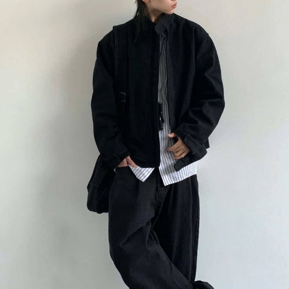 Plain Color Cropped Jacket , - Streetwear Jacket - Slick Street