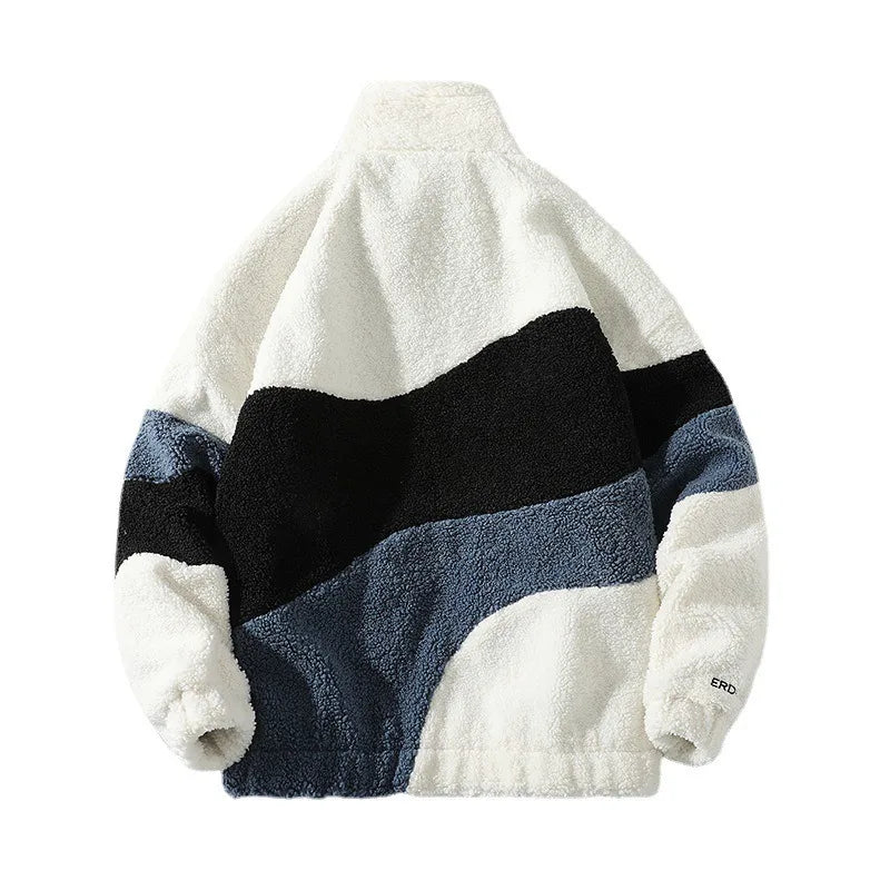 Color Block Standing Collar Sweater , - Streetwear Sweater - Slick Street