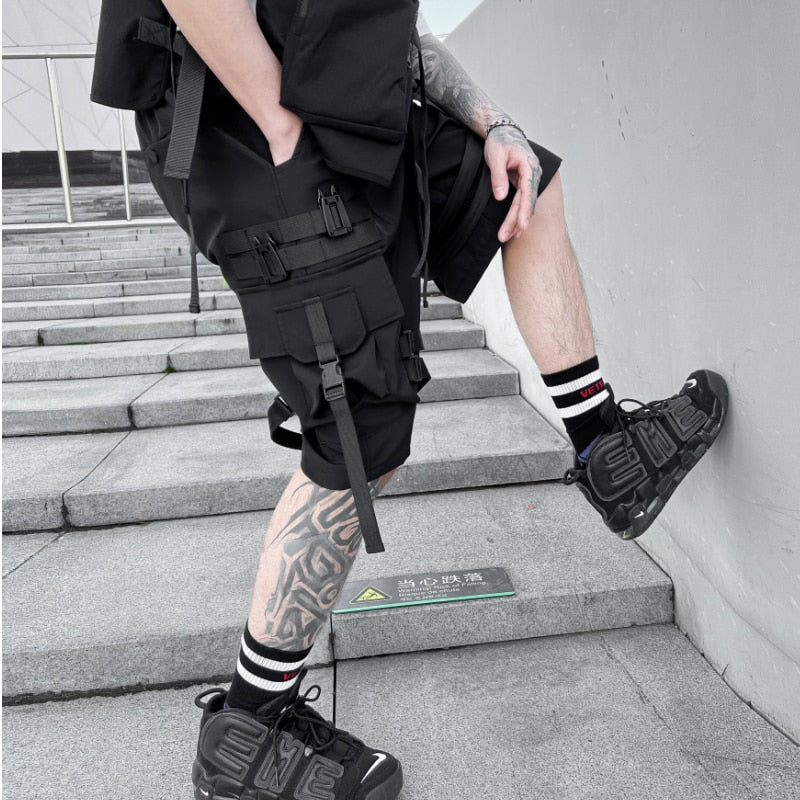 Techwear Multi Pocket Buckles Cargo Shorts ,  - Streetwear Shorts - Slick Street