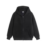 Plain Color Double Zipper Hoodie Black, M - Streetwear Hoodie - Slick Street